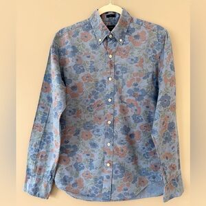 J. Crew Blue and Pink Floral Men's Shirt